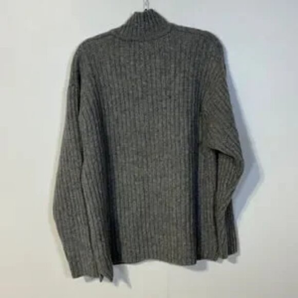 Eddie Bauer Pullover Sweater Men’s XL Gray Wool Henley Collar Fisherman - Picture 3 of 4